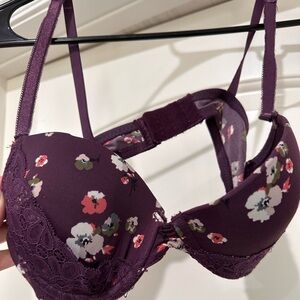 Lucky Brand Floral Lace Bra - Dark Purple
